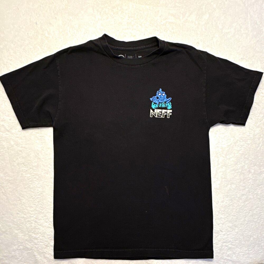 Neff Men's Black Logo Graphic Print Crew Neck T-Shirt Short Sleeve M